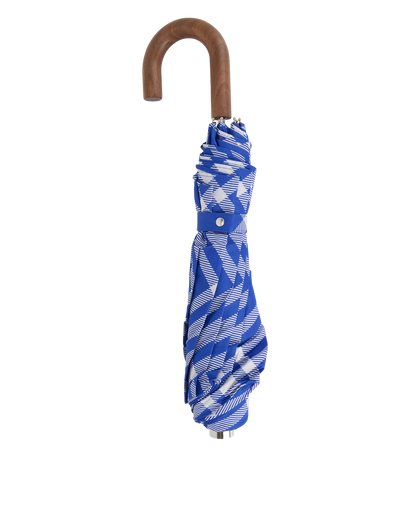 Burberry Check Umbrella, &pound;120, Accessories, Blue, Nylon (Polymer)/Polyester Mix, Front view